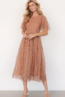 Baltic Born Kendra Embroidered Dress | Nude Rose