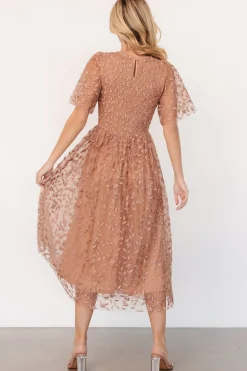 Baltic Born Kendra Embroidered Dress | Nude Rose