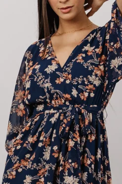 Baltic Born Kia Kimono Maxi Dress | Dark Blue Floral