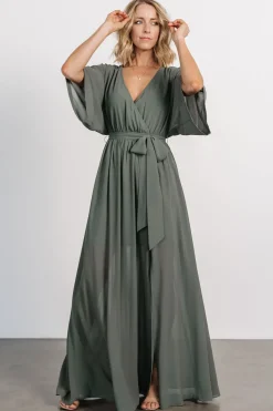 Baltic Born Kia Kimono Maxi Dress | Dark Sage