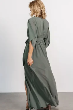 Baltic Born Kia Kimono Maxi Dress | Dark Sage