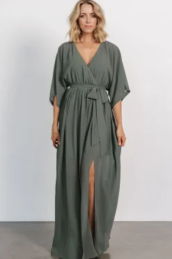Baltic Born Kia Kimono Maxi Dress | Dark Sage