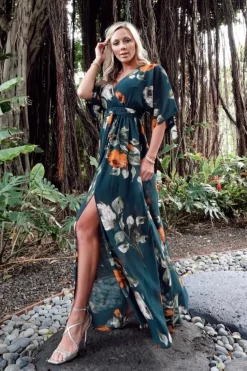 Baltic Born Kia Kimono Maxi Dress | Deep Topaz Floral