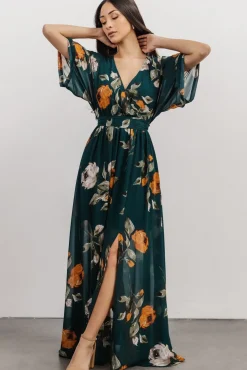 Baltic Born Kia Kimono Maxi Dress | Deep Topaz Floral