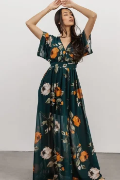 Baltic Born Kia Kimono Maxi Dress | Deep Topaz Floral