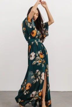 Baltic Born Kia Kimono Maxi Dress | Deep Topaz Floral
