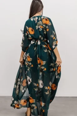 Baltic Born Kia Kimono Maxi Dress | Deep Topaz Floral