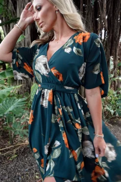 Baltic Born Kia Kimono Maxi Dress | Deep Topaz Floral