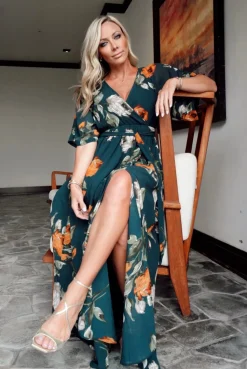 Baltic Born Kia Kimono Maxi Dress | Deep Topaz Floral
