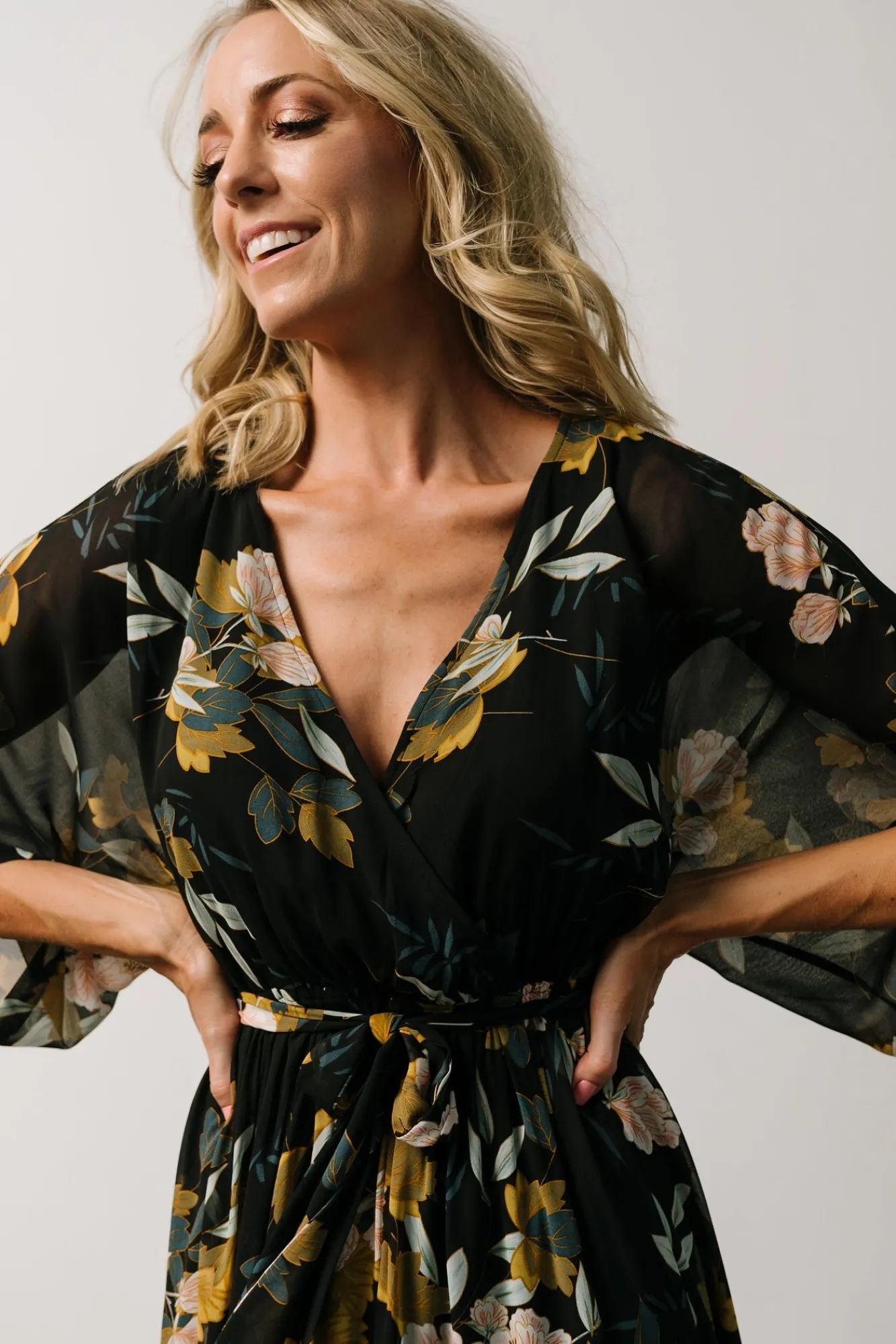 Baltic Born Kia Kimono Maxi Dress | Midnight Floral