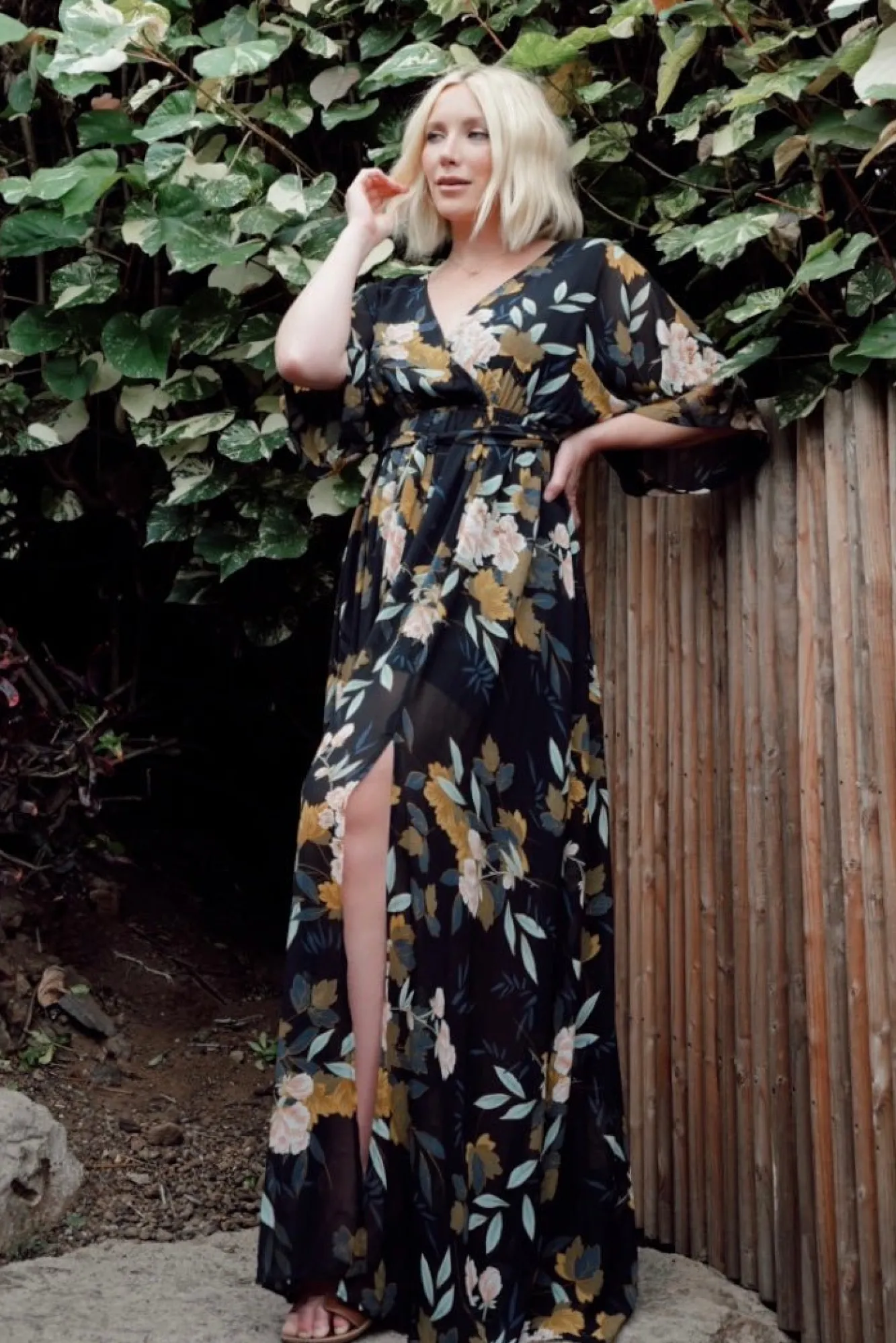 Baltic Born Kia Kimono Maxi Dress | Midnight Floral