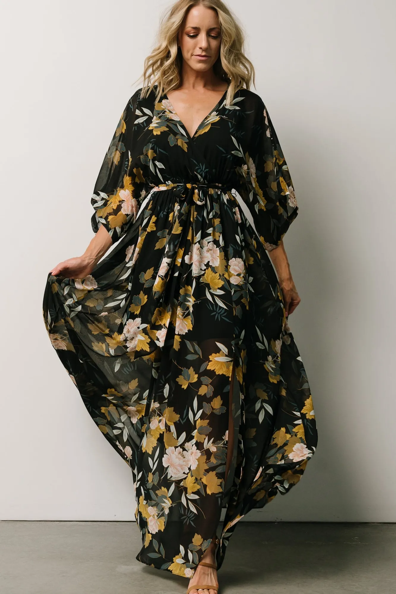 Baltic Born Kia Kimono Maxi Dress | Midnight Floral