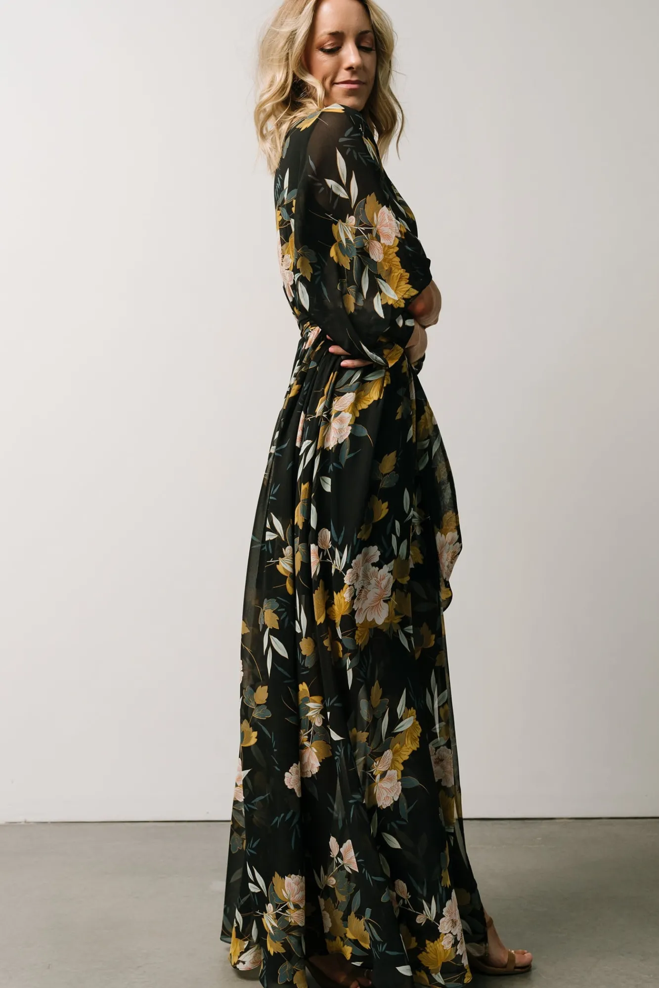 Baltic Born Kia Kimono Maxi Dress | Midnight Floral