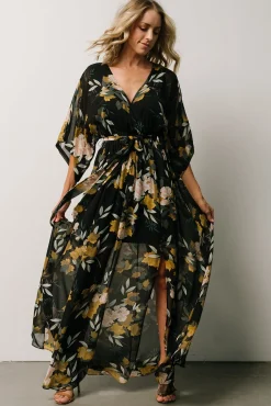 Baltic Born Kia Kimono Maxi Dress | Midnight Floral