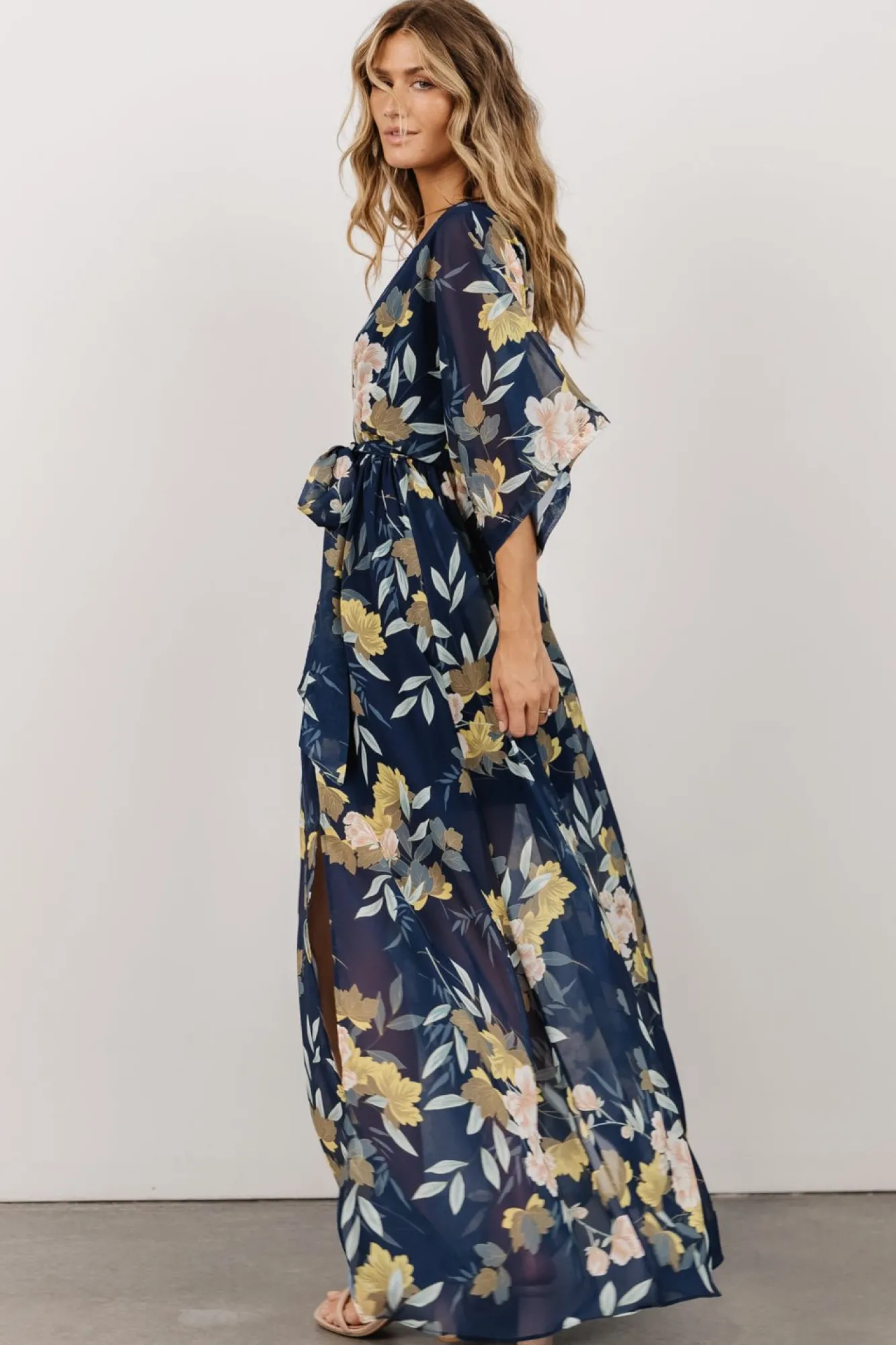 Baltic Born Kia Kimono Maxi Dress | Navy Floral