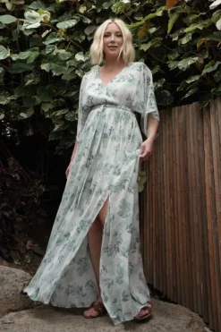 Baltic Born Kia Kimono Maxi Dress | Sage Floral