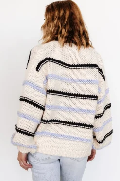 Baltic Born Kimmy Chunky Knit Cardigan | Cream + Lilac