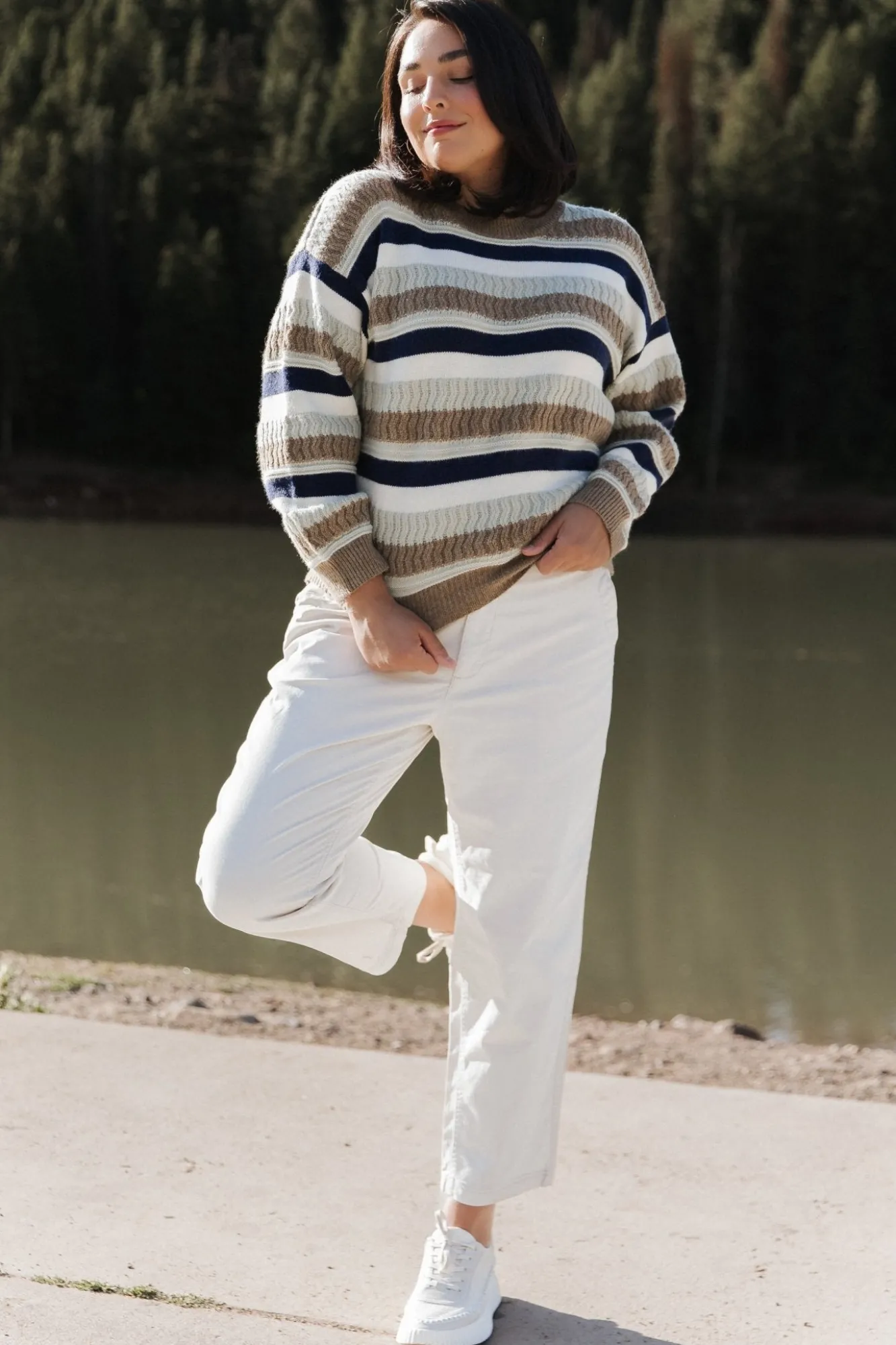 Baltic Born Kira Striped Sweater | Navy + Sage Multi