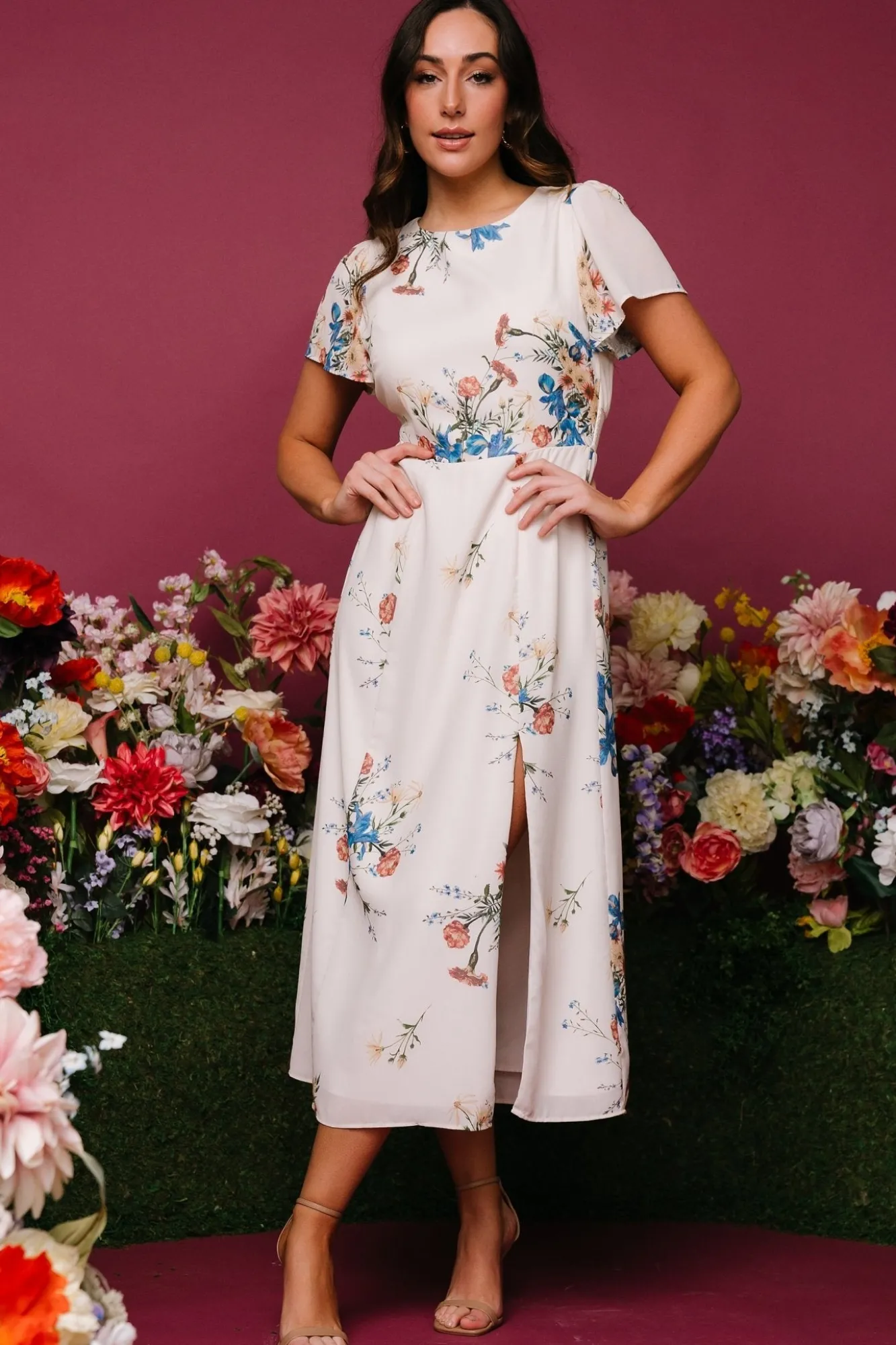 Baltic Born Kirsten Midi Dress | Cream Floral