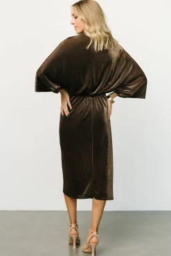 Baltic Born Kleo Ruched Midi Dress | Bronze Shimmer