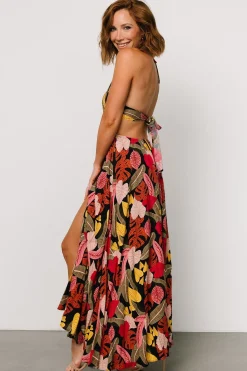 Baltic Born Kota Halter Maxi Dress | Navy Multi Print