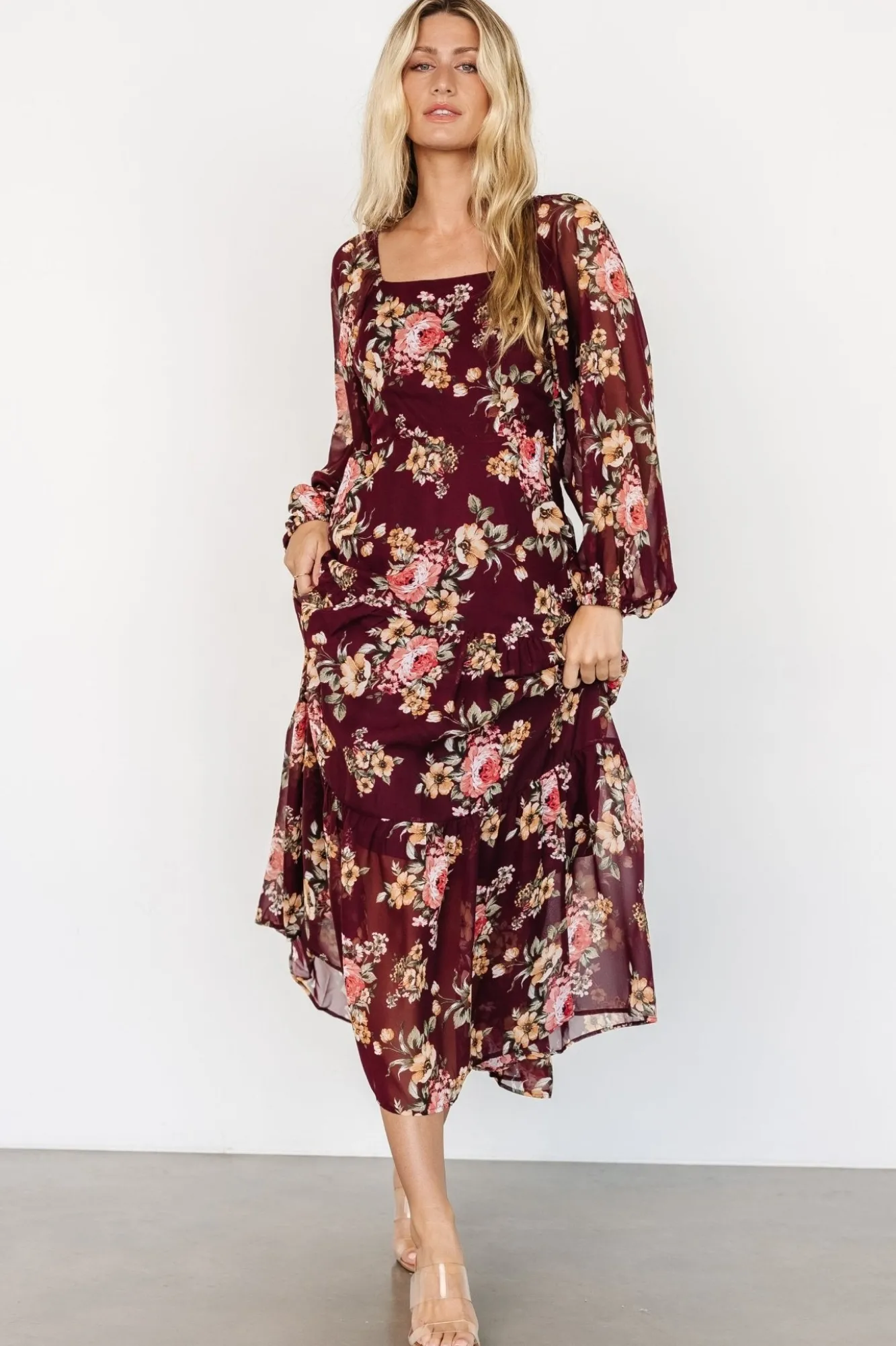 Baltic Born Kristy Maxi Dress | Wine Floral