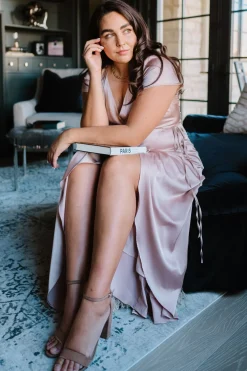 Baltic Born Krystal Satin Wrap Gown |