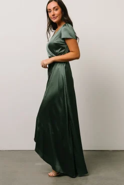 Baltic Born Krystal Satin Wrap Gown | Winter Green