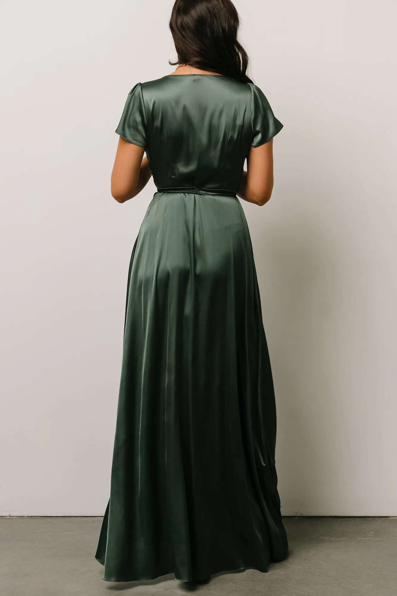 Baltic Born Krystal Satin Wrap Gown | Winter Green