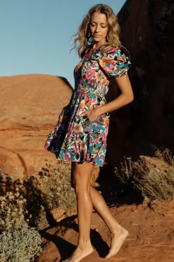 Baltic Born Kyrie Puff Sleeve Short Dress | White Multi