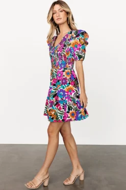 Baltic Born Kyrie Puff Sleeve Short Dress | White Multi