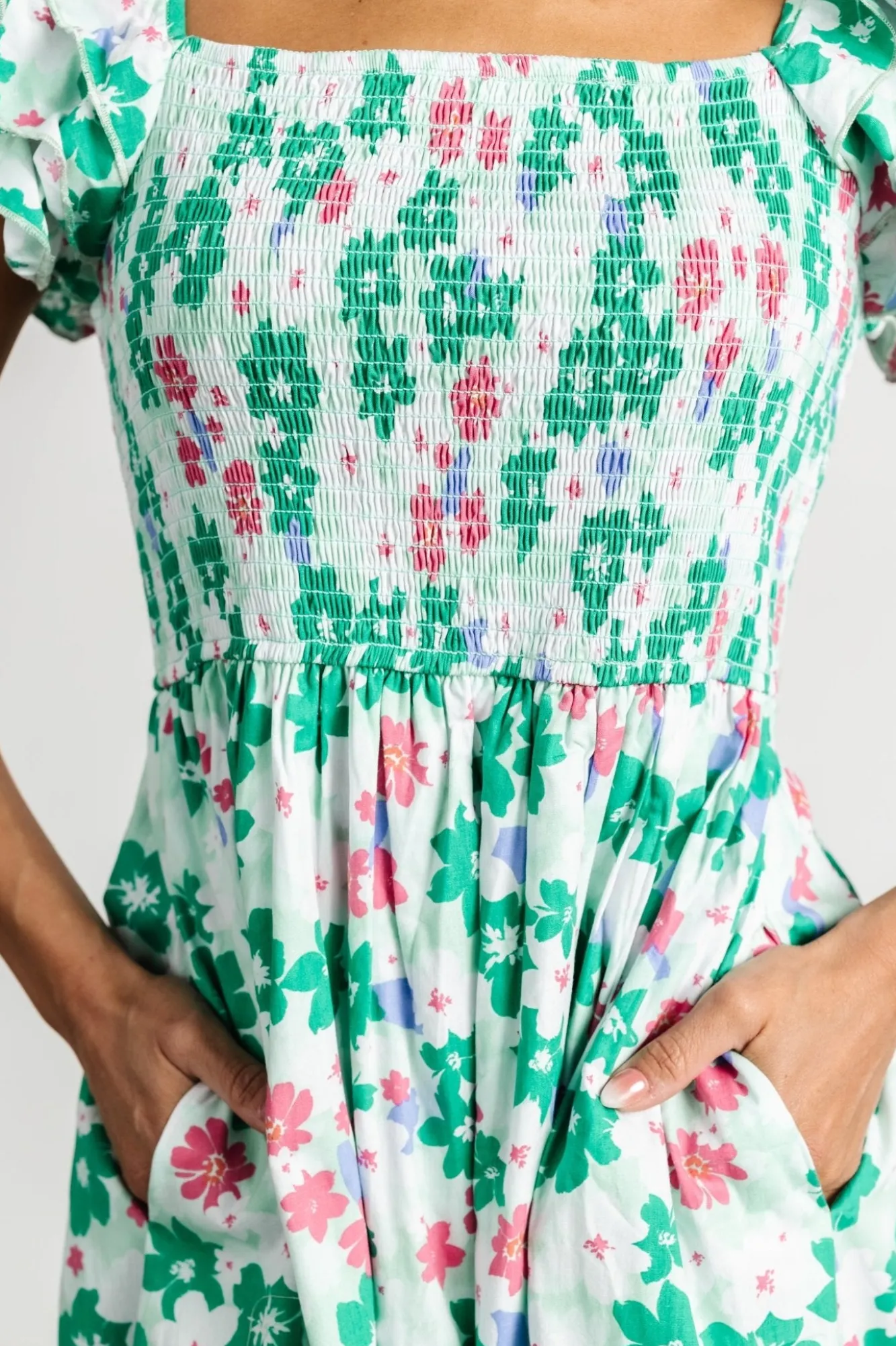 Baltic Born Laguna Smocked Maxi Dress | Green Floral