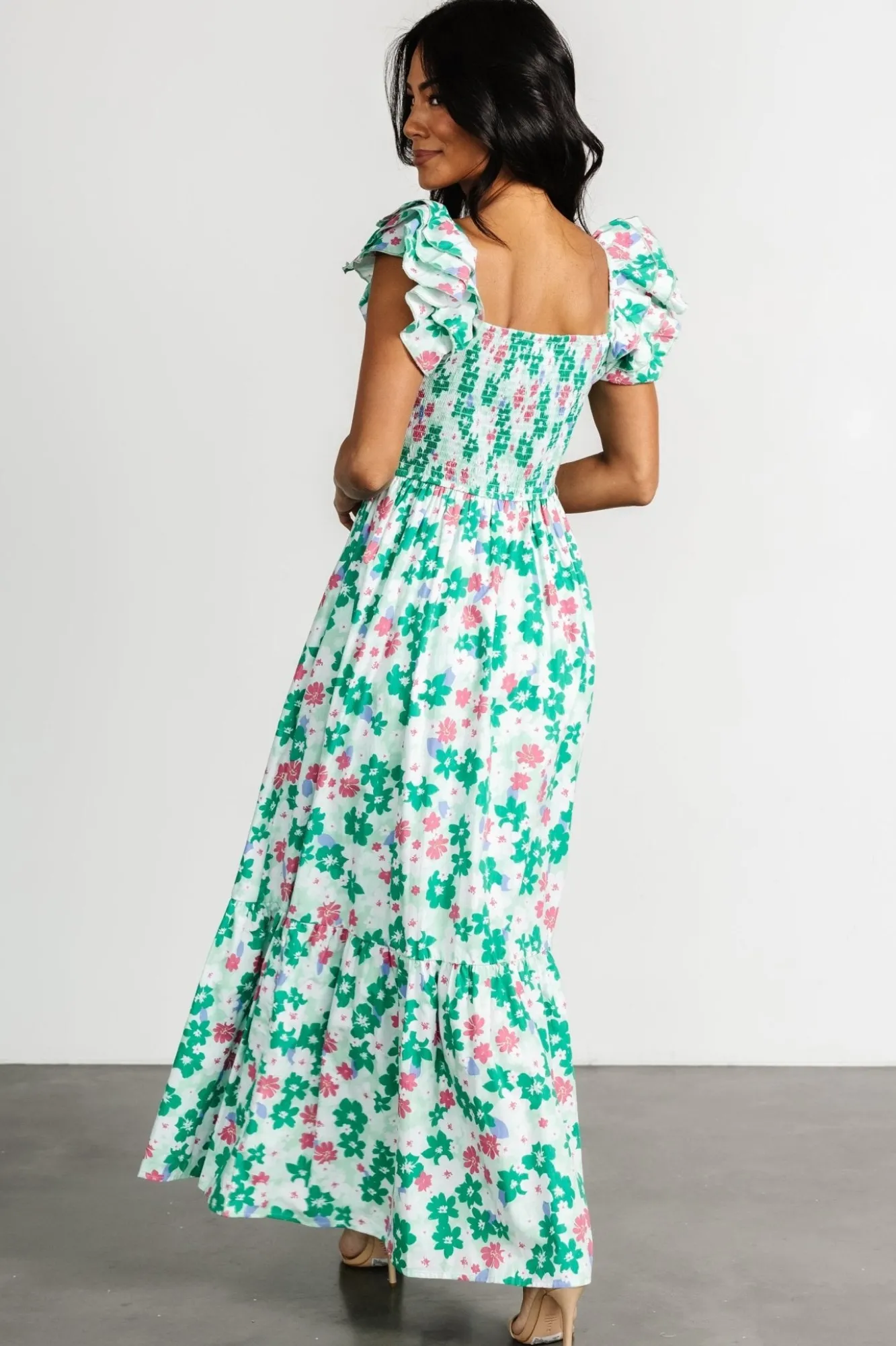 Baltic Born Laguna Smocked Maxi Dress | Green Floral
