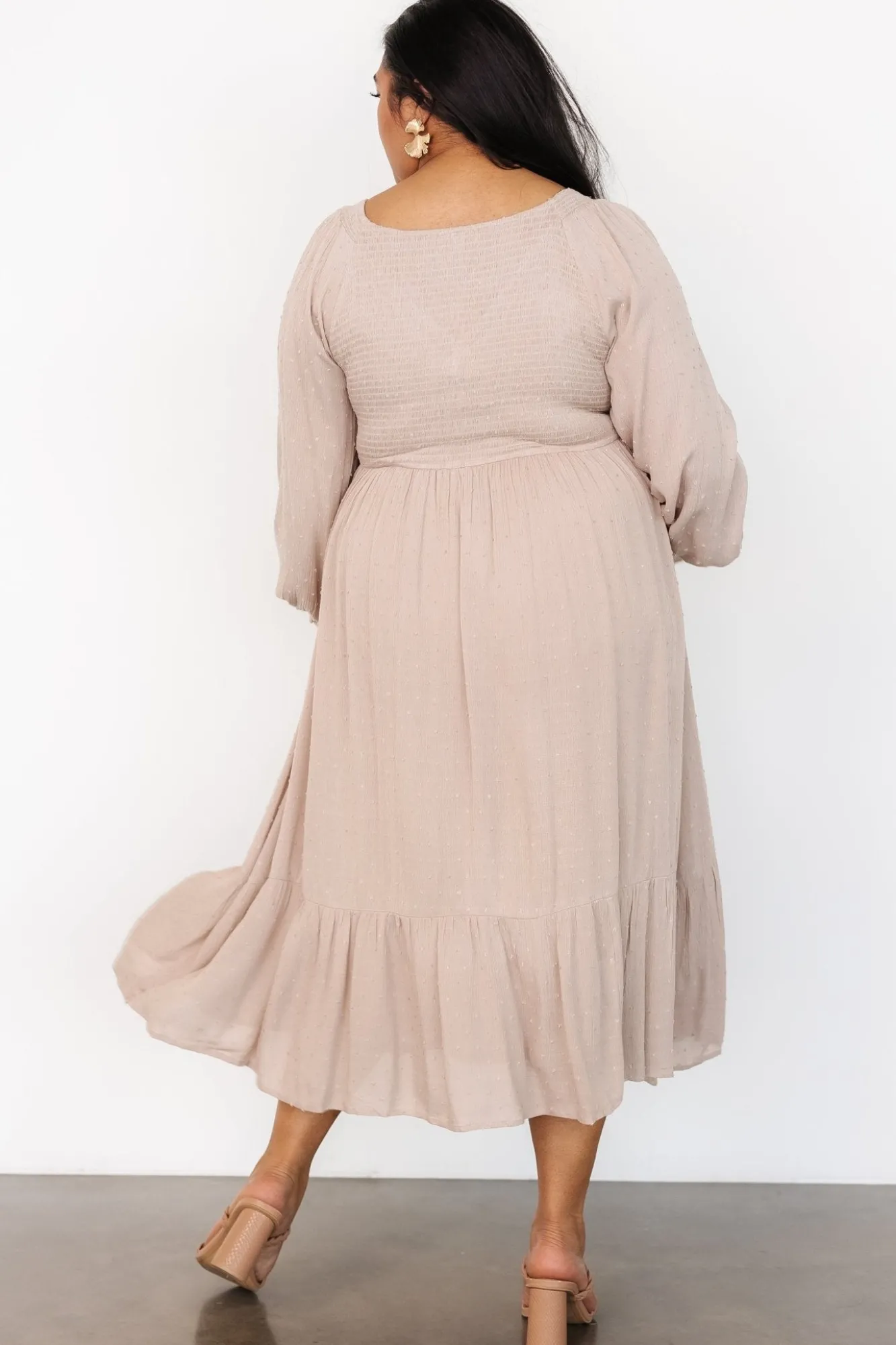 Baltic Born Lainey Smocked Dotted Midi Dress |