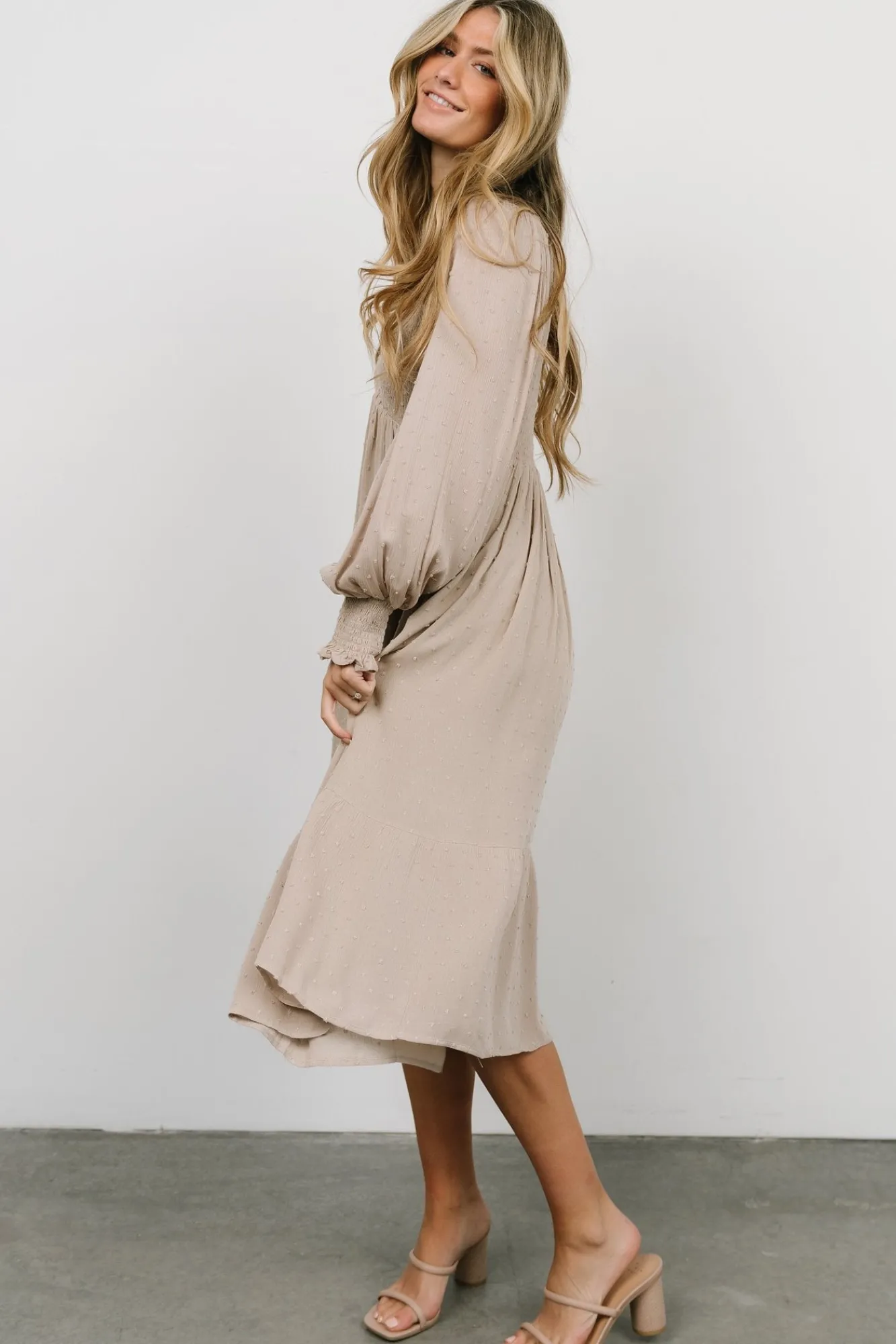 Baltic Born Lainey Smocked Dotted Midi Dress |