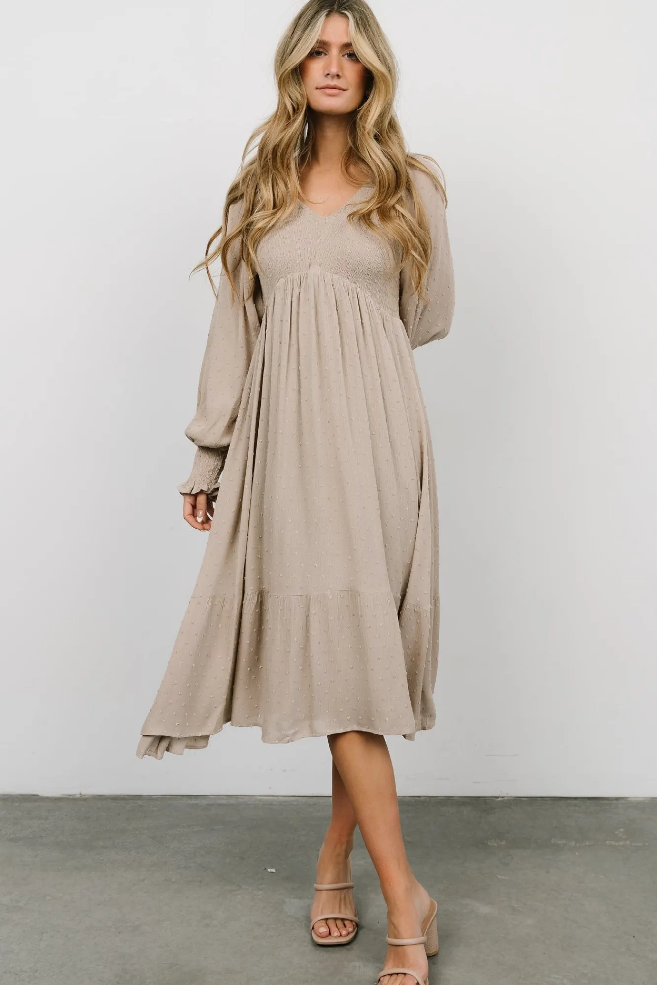 Baltic Born Lainey Smocked Dotted Midi Dress |