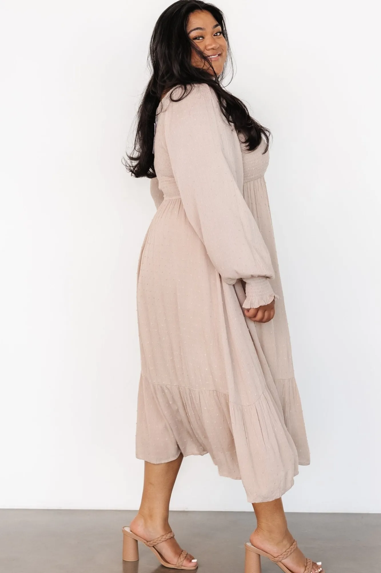 Baltic Born Lainey Smocked Dotted Midi Dress |