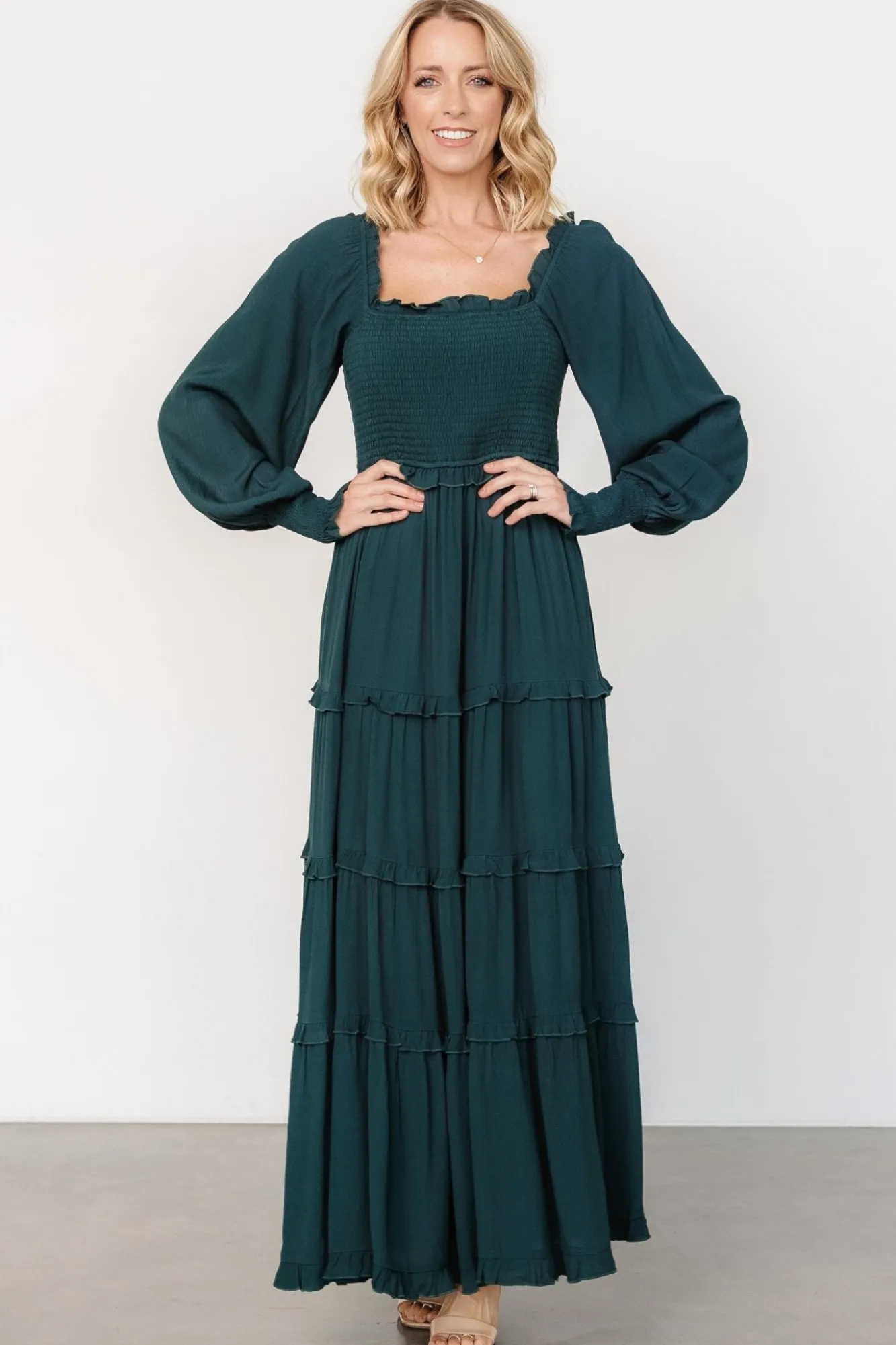 Baltic Born Lana Smocked Maxi Dress | Dark Green