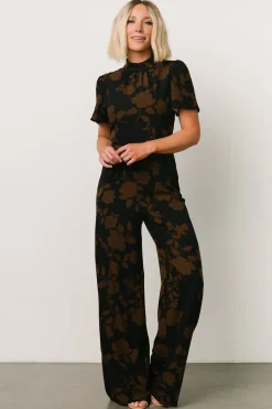 Baltic Born Langham Mock Neck Jumpsuit | Espresso Print