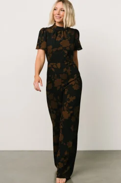 Baltic Born Langham Mock Neck Jumpsuit | Espresso Print