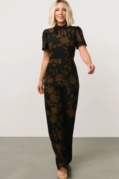Baltic Born Langham Mock Neck Jumpsuit | Espresso Print