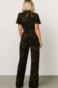 Baltic Born Langham Mock Neck Jumpsuit | Espresso Print