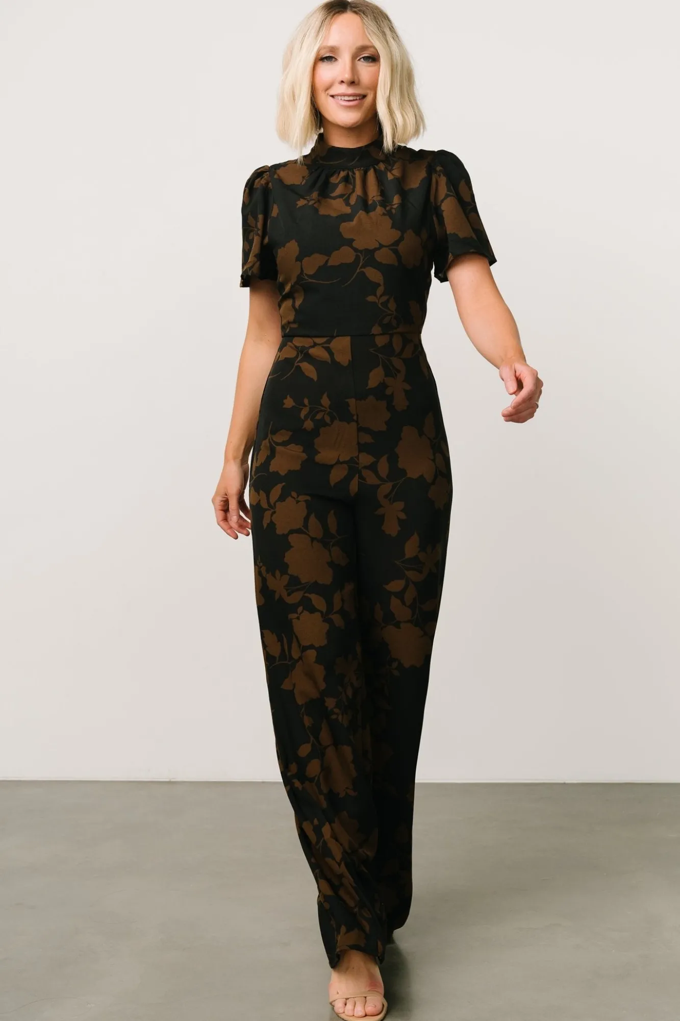 Baltic Born Langham Mock Neck Jumpsuit | Espresso Print
