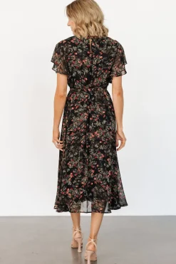 Baltic Born Laurel Midi Dress | Black + Red Floral