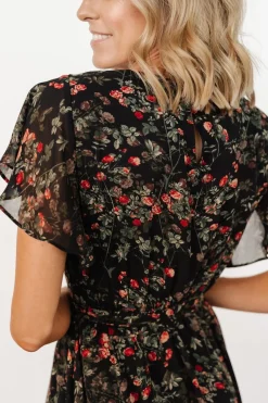 Baltic Born Laurel Midi Dress | Black + Red Floral