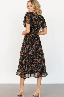 Baltic Born Laurel Midi Dress | Black + Red Floral