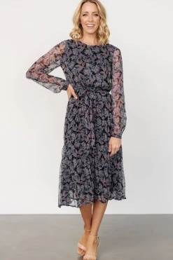 Baltic Born Laurie Midi Dress | Black Print