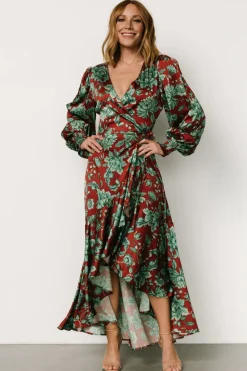 Baltic Born Lavinia Ruffle Maxi Dress | Rust + Green Floral