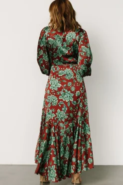 Baltic Born Lavinia Ruffle Maxi Dress | Rust + Green Floral