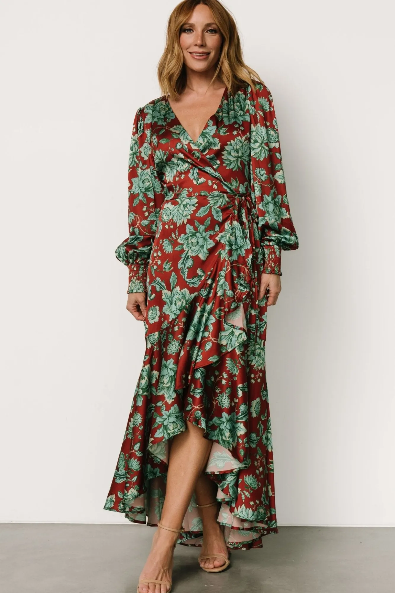 Baltic Born Lavinia Ruffle Maxi Dress | Rust + Green Floral